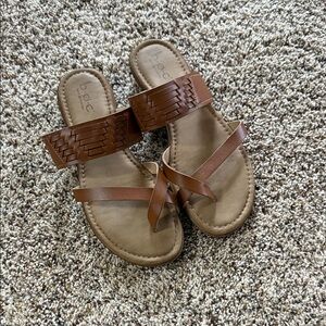 b.o.c. Tan Woven Slide Sandals